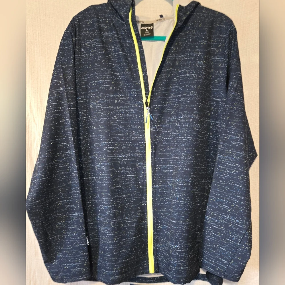 Solaris Mens Large Navy &‎ Yellow Windbreaker Jacket Lined